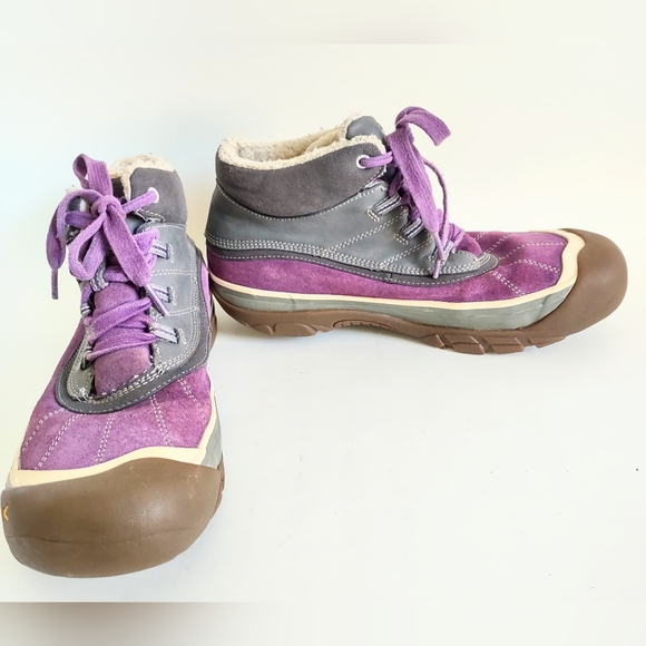 Keen Womens Purple Gray Suede Round Toe Casual Lace Up Ankle Snow Boot Size US 6 - Picture 7 of 11